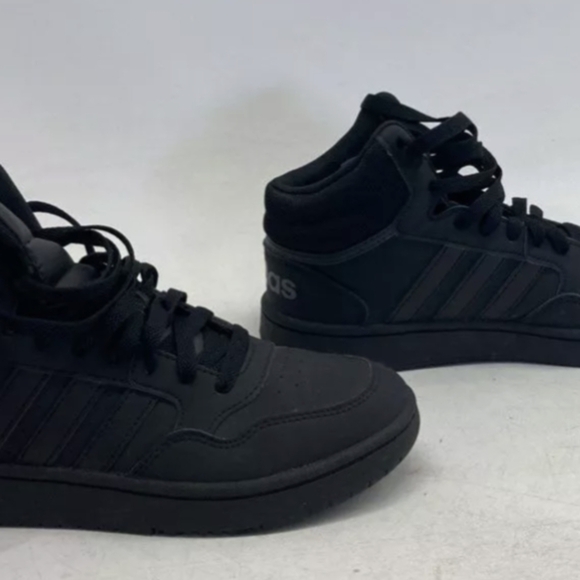 Adidas Hoops 3.0 Triple Black Mid Top Basketball Shoes Size 5 Like New MSRP $75 - Picture 2 of 6